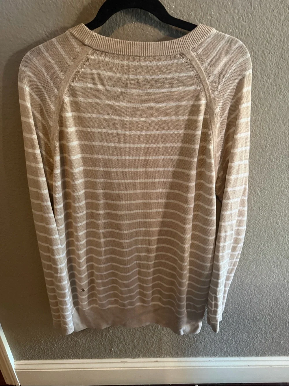 Lululemon Post Savasana Pullover Striped Boolux Sweater Beige White Size L